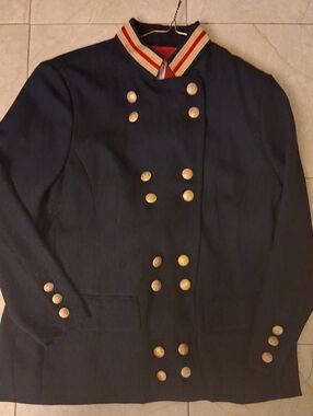 Vintage Mondi Black Military Jacket with Red Lining